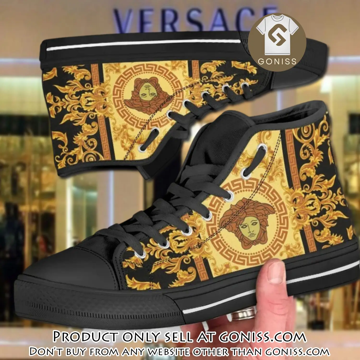 Versace medusa high top canvas shoes luxury brand gifts for men women gn5745784